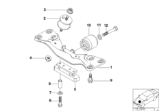 Крепление коробки передач/МКПП для BMW E38 725tds M51 (схема запасных частей)