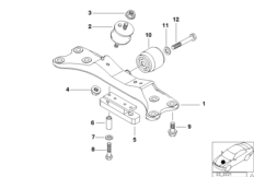 Крепление коробки передач/АКПП для BMW E38 725tds M51 (схема запасных частей)