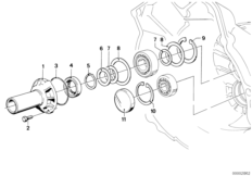 Getrag 242 Картер и дополнит.элементы для BMW E12 520i M10 (схема запасных частей)