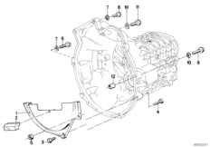 Дополнительные элементы КПП/крепление для BMW E28 524d M21 (схема запасных частей)