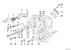 Getrag 240 Внутрен.детали механизма ПП для BMW E30 316i M40 (схема запасных частей)