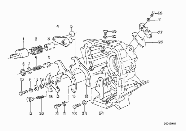 Getrag 240 Внутрен.детали механизма ПП для BMW E30 318is M42 (схема запчастей)
