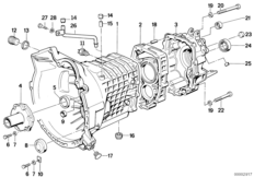 Getrag 280 Картер и дополнит.элементы для BMW E34 M5 S38 (схема запасных частей)