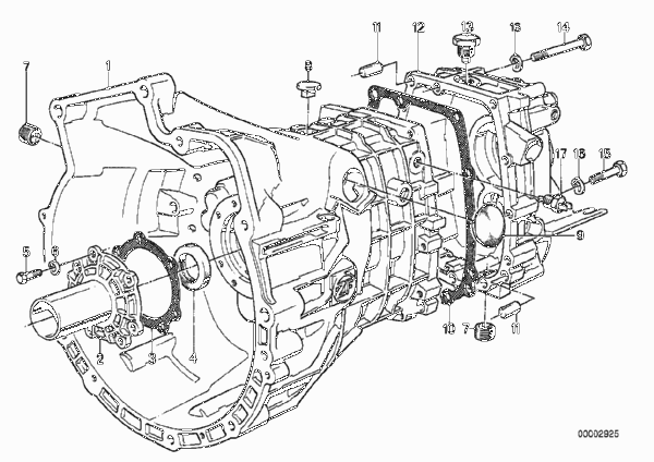 ZF S5-16 Картер/дополнительные элементы для BMW E28 518i M10 (схема запчастей)