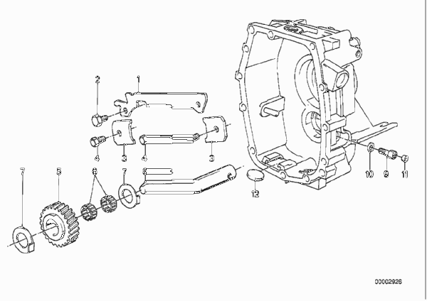 ZF S5-16 Внутрен.детали механизма ПП для BMW E28 518i M10 (схема запчастей)