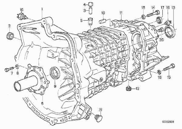 Getrag 260/5/50 Картер и дополн.элементы для BMW E34 525i M20 (схема запчастей)