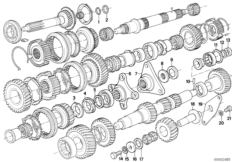 Getrag 245/2/4 детали блока шестерен для BMW E28 518i M10 (схема запасных частей)