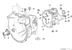 S5D...G картер + дополнительные элементы для BMW E36 318tds M41 (схема запасных частей)