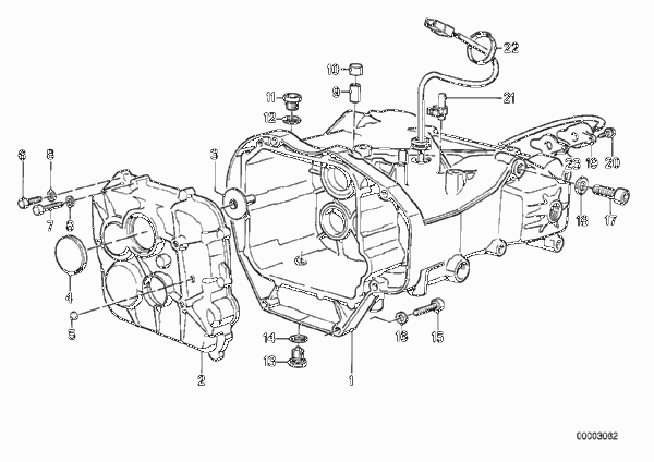 Картер КПП/вспом.оборуд./уплотнители для BMW K589 K 100 LT 87 (0506,0516) 0 (схема запчастей)