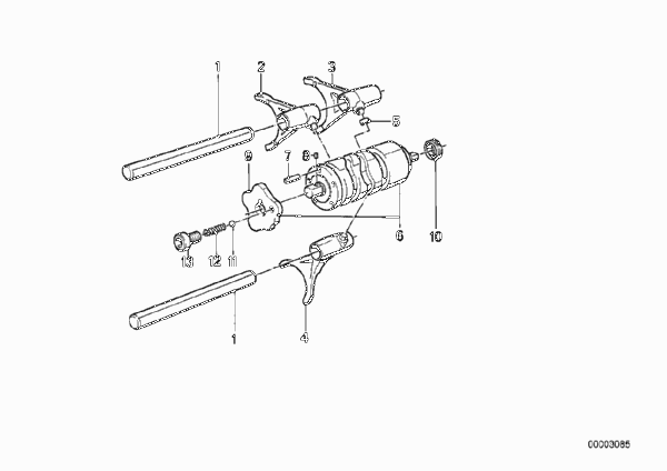 Механизм ПП 5-ступенчатой КПП для BMW K589 K 100 88 (0521) 0 (схема запчастей)