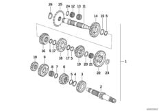 5-ступенчатая КПП/детали блока шестерен для MOTO E169 F 650 94 (0161) 0 (схема запасных частей)