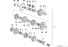 5-ступенчатая КПП/детали блока шестерен для MOTO E169 F 650 97 (0162) 0 (схема запасных частей)