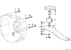 Коробка передач дополнит.элементы для BMW E12 520 M20 (схема запасных частей)