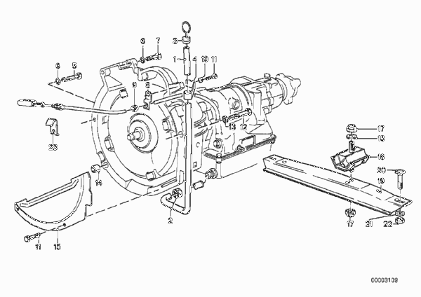 Крепление коробки передач/крепление для BMW E23 732i M30 (схема запчастей)