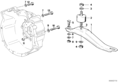 Крепление коробки передач/крепление для BMW E30 316 M10 (схема запасных частей)