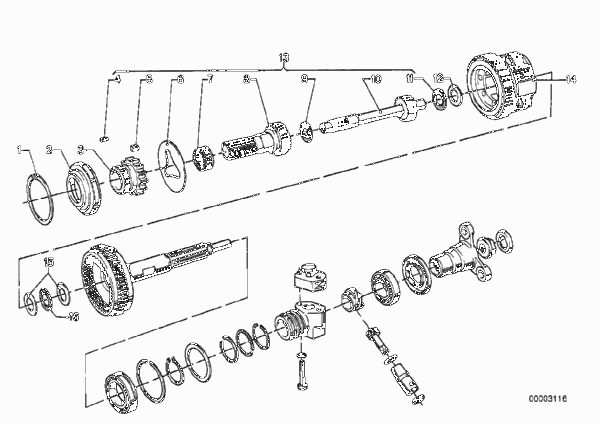 ZF 3HP12 Блок планетарных шестерен для BMW E12 520 M10 (схема запчастей)