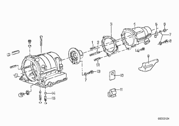 ZF 3HP20 Задняя крышка коробки передач для BMW E12 525 M30 (схема запчастей)