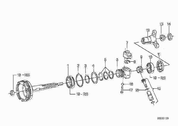 ZF 3HP20 Выход/привод спидометра для BMW E12 525 M30 (схема запчастей)