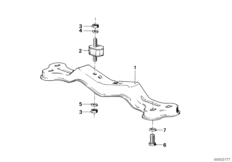 Крепление КПП для BMW E23 735i M30 (схема запасных частей)