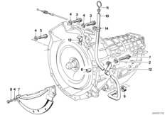 Дополнительные элементы КПП/крепление для BMW E30 316i M10 (схема запасных частей)