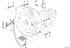 Дополнительные элементы КПП/крепление для BMW E30 316i M40 (схема запасных частей)