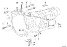 Дополнительные элементы КПП/крепление для BMW E34 525i M50 (схема запасных частей)