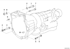 Дополнительные элементы КПП/крепление для BMW E34 520i M50 (схема запасных частей)