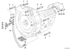 Дополнительные элементы КПП/крепление для BMW E32 750i M70 (схема запасных частей)