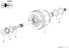 A5S560Z Приводная муфта A/B/C для BMW E32 740i M60 (схема запасных частей)
