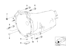 Крепление коробки передач для BMW E38 725tds M51 (схема запасных частей)