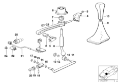 Механизм переключения передач МКПП для BMW E34 525td M51 (схема запасных частей)