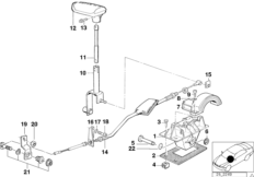 Механизм переключения передач АКПП для BMW E34 518i M43 (схема запасных частей)
