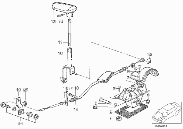 Механизм переключения передач АКПП для BMW E34 518i M40 (схема запчастей)