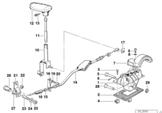 Механизм переключения передач АКПП для BMW E34 530i M30 (схема запасных частей)
