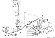 Механизм переключения передач АКПП для BMW E32 750i M70 (схема запасных частей)