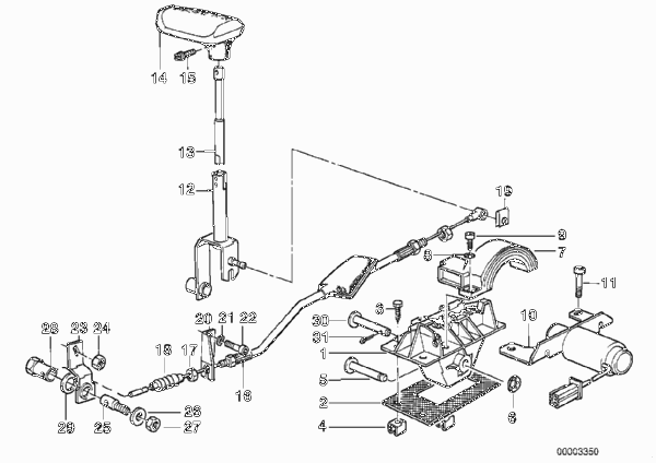 Механизм переключения передач АКПП для BMW E32 735i M30 (схема запчастей)