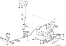 Механизм переключения передач АКПП для BMW E34 525td M51 (схема запасных частей)