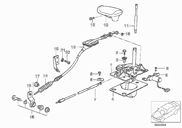 Механизм ПП с Interlock АКПП для Японии для BMW E34 540i M60 (схема запчастей)