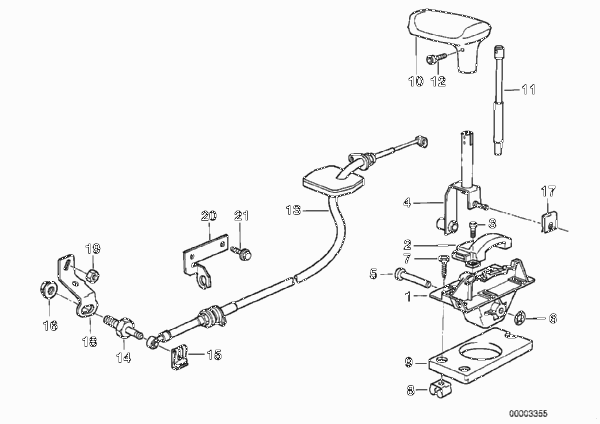 Механизм переключения передач АКПП для BMW E34 525ix M50 (схема запчастей)