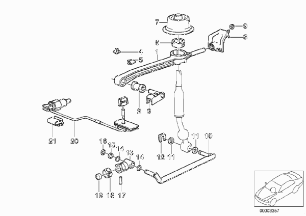 Механизм переключения передач МКПП для BMW E23 732i M30 (схема запчастей)