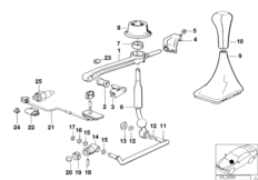 Механизм переключения передач МКПП для BMW E30 316i M40 (схема запасных частей)
