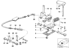 Механизм переключения передач АКПП для BMW E28 528i M30 (схема запасных частей)