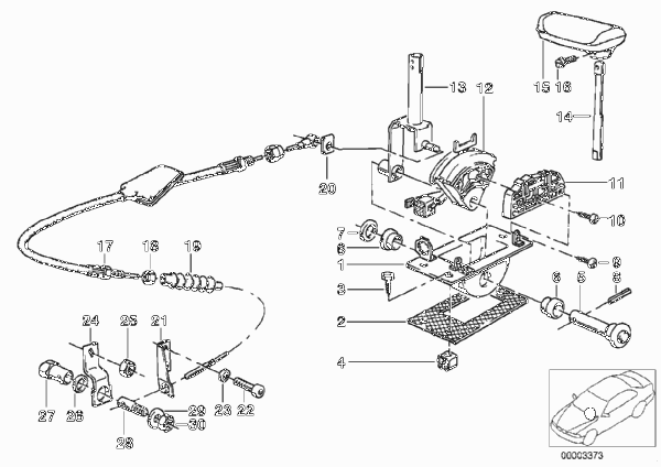Механизм переключения передач АКПП для BMW E28 535i M30 (схема запчастей)