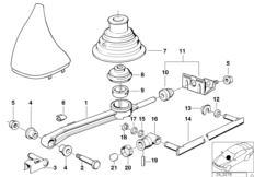 Механизм переключения передач МКПП для BMW E28 M5 S38 (схема запасных частей)