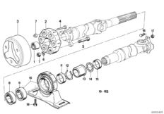 Эласт.муфта/промеж.опора карданного вала для BMW E30 M3 S14 (схема запасных частей)