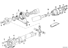 ШРУС промежут.опоры карданного вала для BMW E34 M5 3.8 S38 (схема запасных частей)