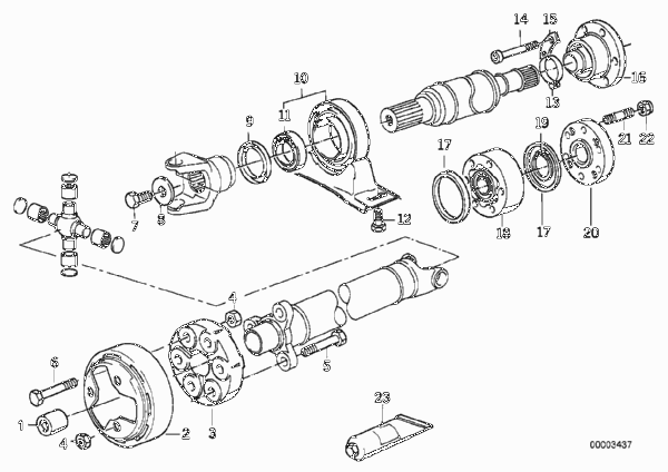 Эластичная муфта/ШРУС карданного вала для BMW E30 318i M40 (схема запчастей)