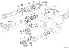 Детали карданного вала, полноприводный для BMW E34 525ix M50 (схема запасных частей)