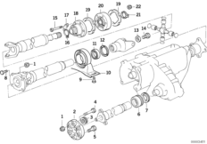 Детали карданного вала, полноприводный для BMW E34 525ix M50 (схема запасных частей)