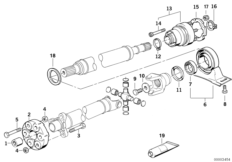 ШРУС промежут.опоры карданного вала для BMW E32 740i M60 (схема запасных частей)